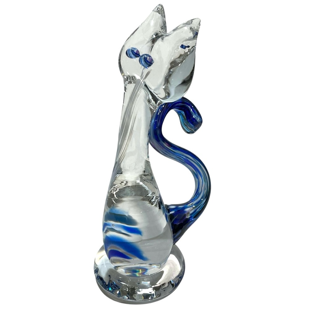 Vintage 2000s Signed Nicole Trudel-Marion Art Glass Cat Figurine - Whimsical